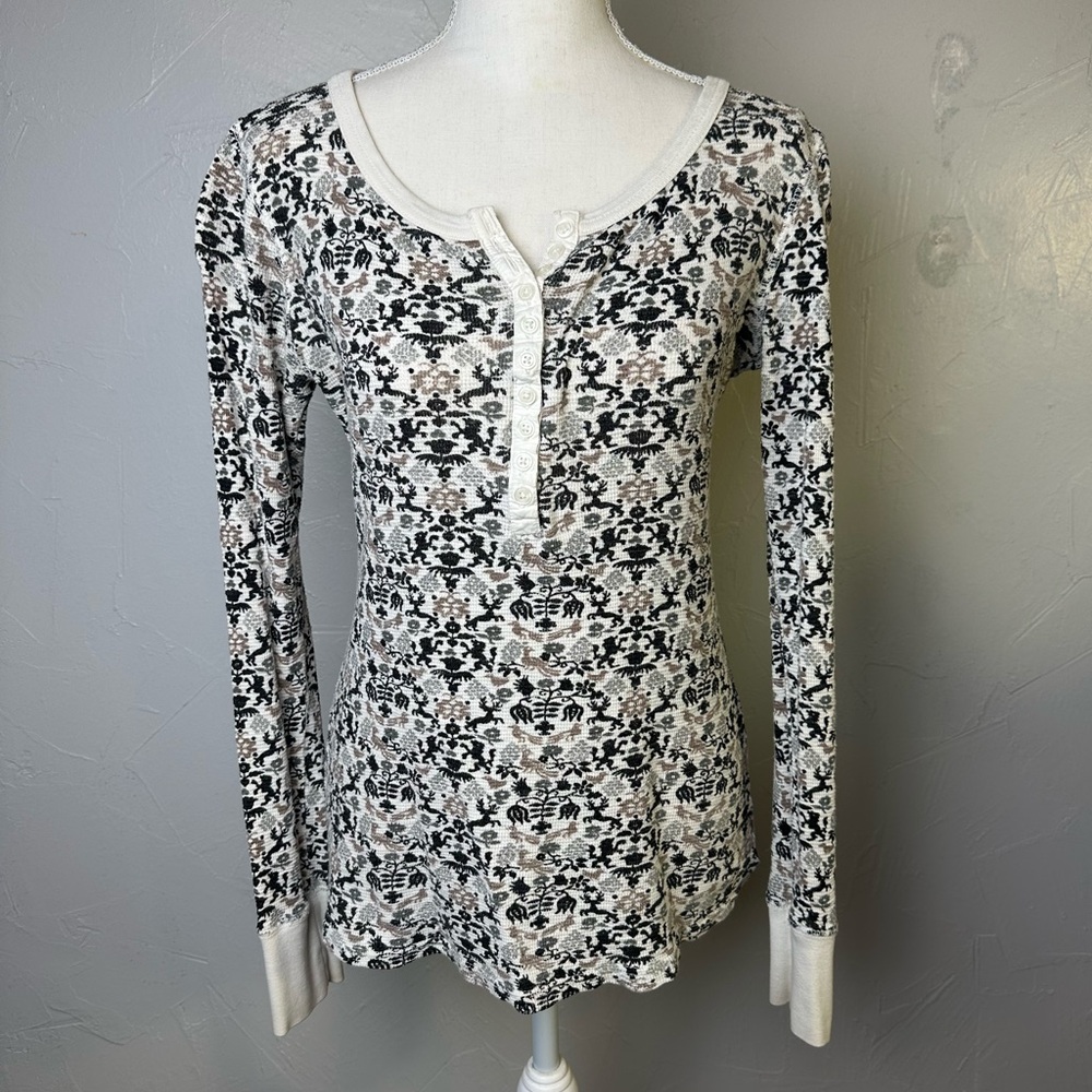 Free People Floral Cable Knit Long Sleeve